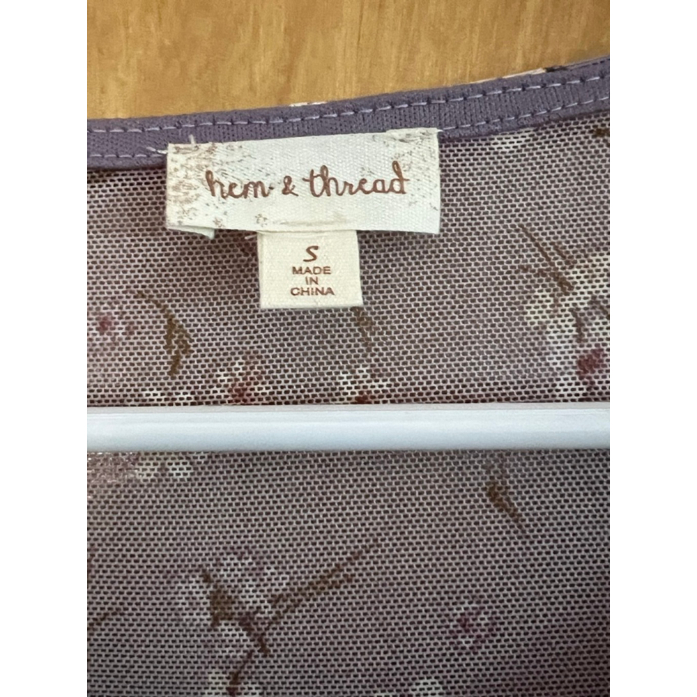 Hem & Thread Purple Floral Long Sleeve Shirt Womens Size S EUC - Picture 6 of 8